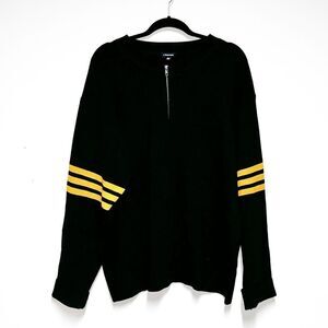 J Peterman Mens Varsity Black Gold Full Zip 100% Cotton Cardigan Sz XL